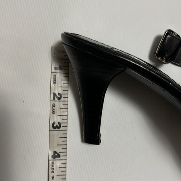 ANN MARINO BLACK LEATHER SANDALS OPEN TOE SIZE 11 M - Picture 6 of 6